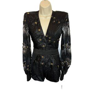NEW Zhivago An Angel is Love Beaded Black Playsuit Romper NWT - Size 2
